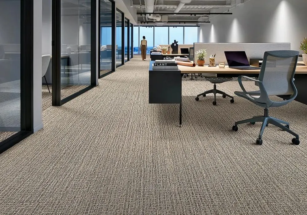 Beige textured loop pile office carpet in Dubai