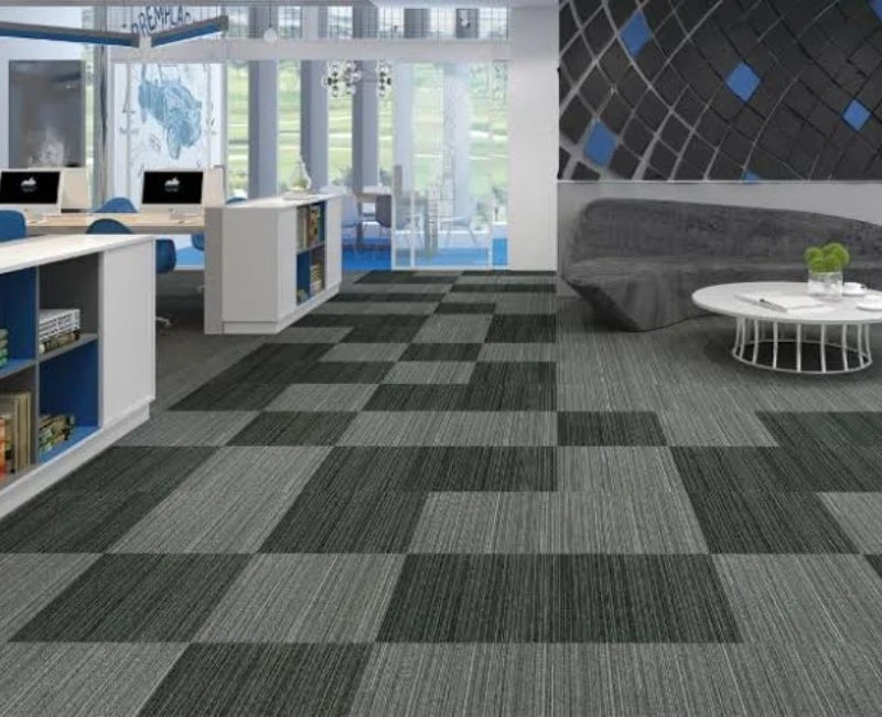 Grey block pattern office carpet in Dubai
