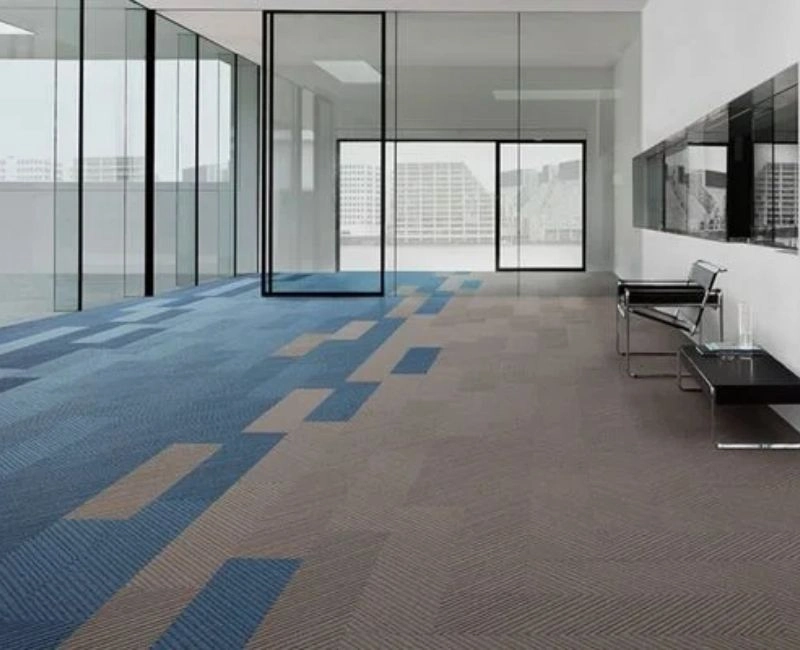 Blue and grey linear office carpet Dubai