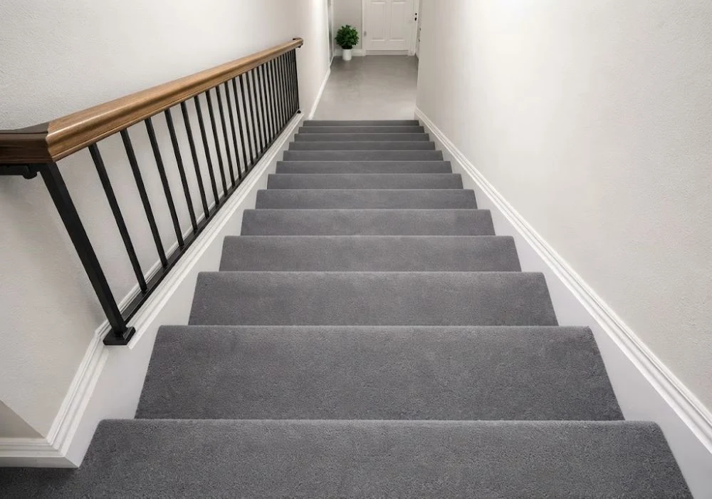 Soft plush grey stair carpet Dubai