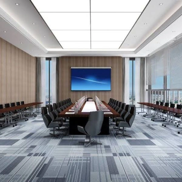 Blue patterned conference room carpet in Dubai