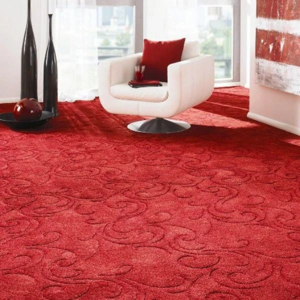 Red patterned wool carpet in Dubai home