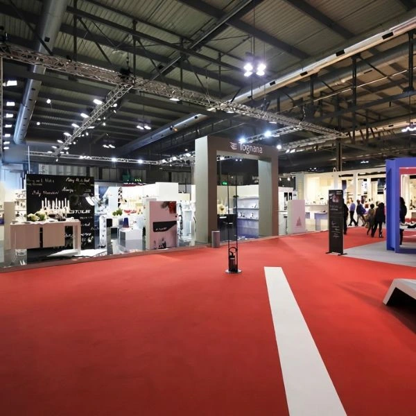 Red carpet runner for trade show hall