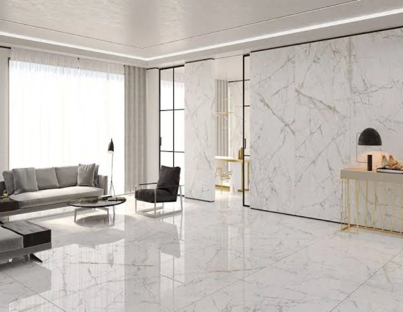 White marble look porcelain tiles in Dubai