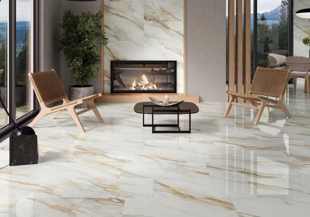 White marble look porcelain wall floor tiles