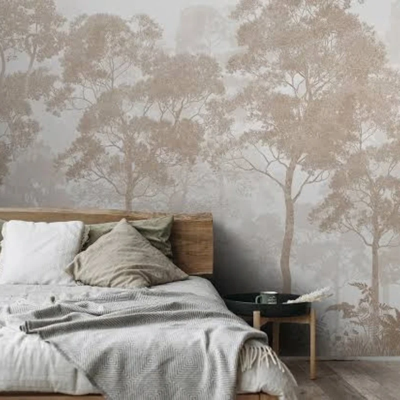 3D textured wallpaper behind living room TV