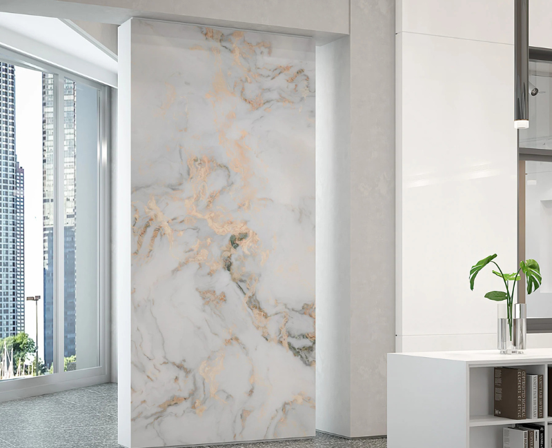 Marble wallpaper design styled on a Dubai feature wall