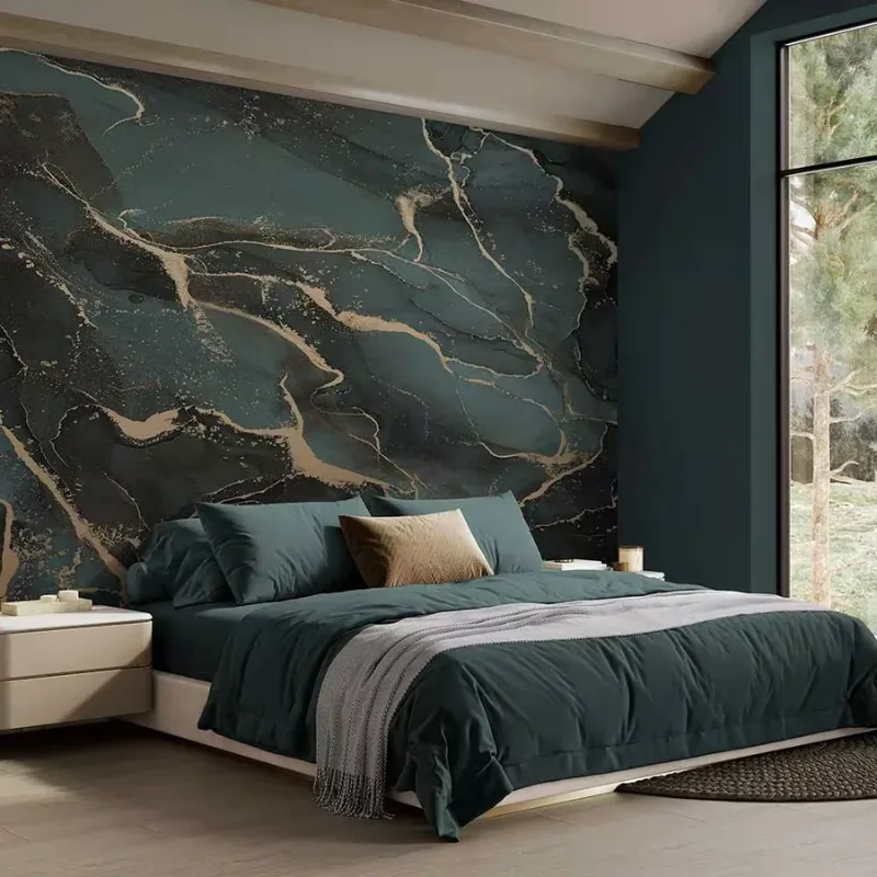 Elegant marble wallpaper design showcased in a completed Dubai project