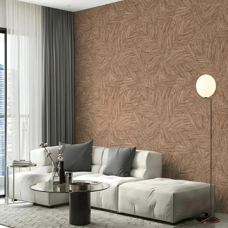 Marble effect wallpaper in living area