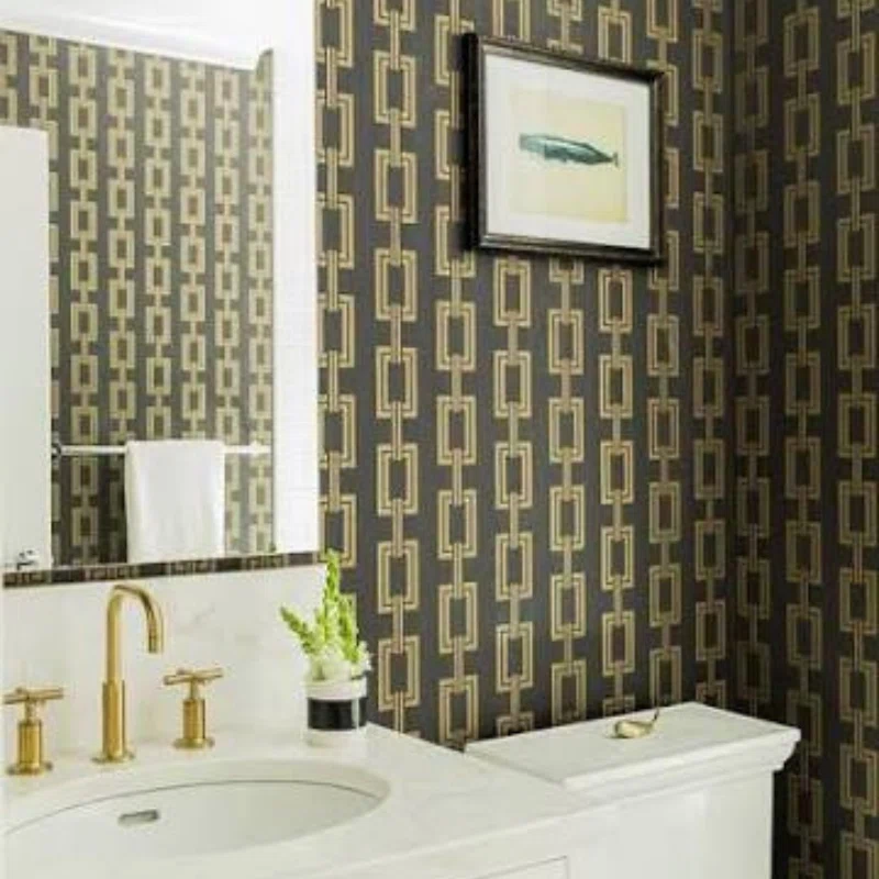 Beige bathroom wallpaper design