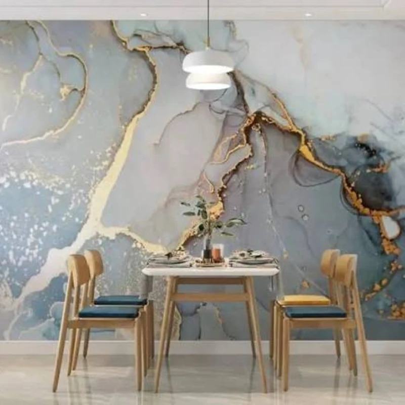 Marble wallpaper finish installed in a Dubai home
